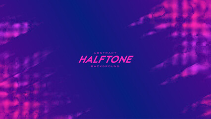 Abstract vector torn monochrome halftone background. Scrathed dotted texture element. Diagonal composition