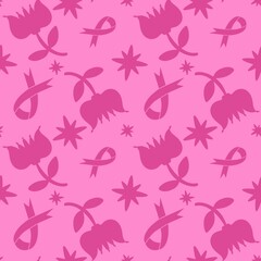 Breast cancer month seamless pink ribbon day mammogram pattern for medical accessories and medicine textiles