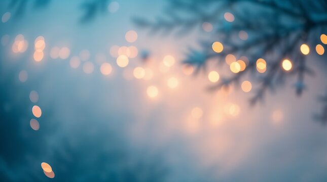 Festive New Year background, soft glowing lights, elegant snowflakes, gentle bokeh effect, winter atmosphere, warm and cozy holiday colors, subtle sparkles
