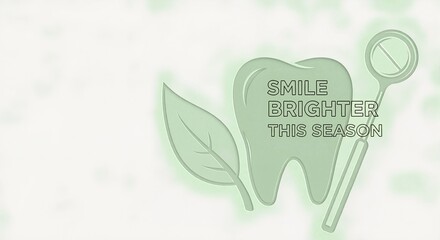Dental care promotion with tooth icon and dental mirror. Smile brighter this season for oral hygiene and teeth whitening. Natural dentistry advertisement with copy space