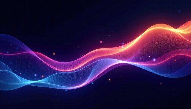 Abstract glowing wave, grainy blue pink yellow gradient on black , glowing, yellow, abstract - Powered by Adobe