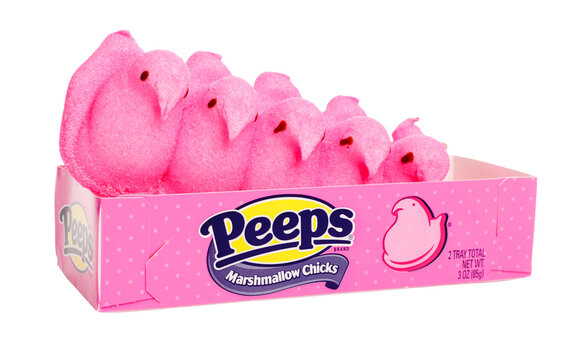 Millburn, USA - January 19, 2012: Marshmallow Peeps on a transparent background.