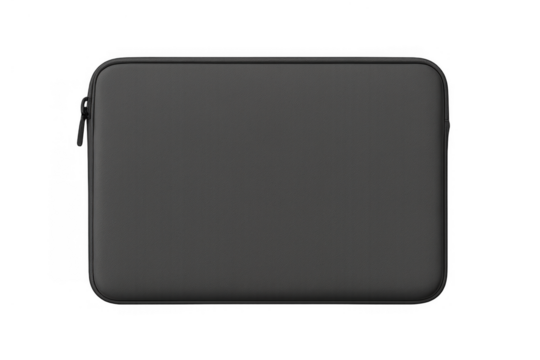 Black protective laptop sleeve with zipper, providing secure storage and impact resistance for modern electronics
