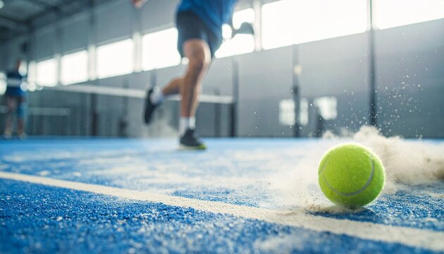 Tennis Ball Action on Blue Court with Player
