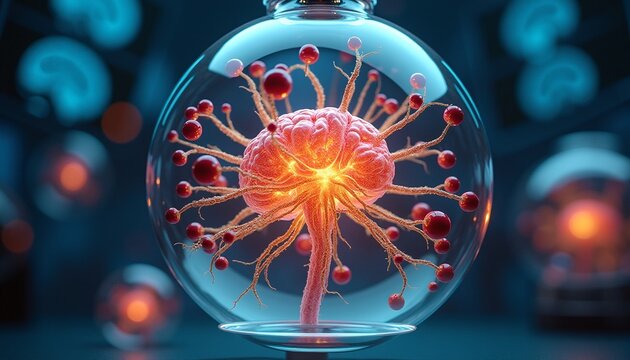 Futuristic Brain in Glass Sphere
