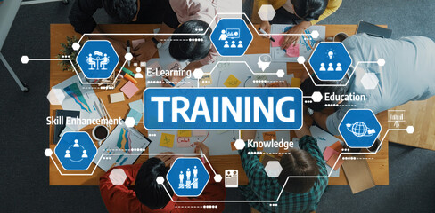 Collaborative Training Session Showcasing E-Learning Concepts and Skill Enhancement Through Engaging Visuals and Interactive Techniques. Amity