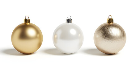 Luxurious minimalist ornaments in gold, pearl and champagne on white background.