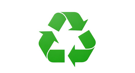Green Recycling Symbol, with three chasing arrows in a triangular formation, isolated on white or transparent background, PNG