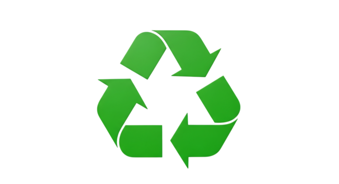 Green Recycling Symbol, with three chasing arrows in a triangular formation, isolated on white or transparent background, PNG - Powered by Adobe