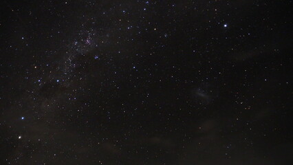 Starry Night Sky with Milky Way Over Dark Landscape
