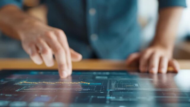 Closeup of a graphic artist flattening layers in a PDF document ensuring compatibility and streamlined file structure for efficient production.