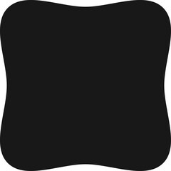 Black Curved Square Abstract Shape with Rounded Corners and Small Dot Details on Transparent Background Representing Modern Design Elements and Geometric Forms