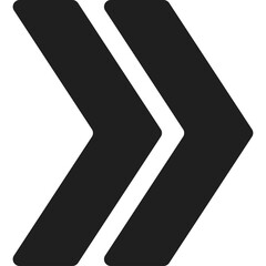 Double Black Arrow Symbol Pointing Right On Transparent Background