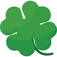 A Vibrant Green Four Leaf Clover Isolated on a Transparent Background Symbolizing Good Luck and Fortune