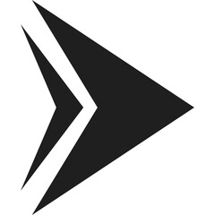 Abstract Black Arrow Icon Graphic Design Element With Sharp Angles And White Space Over Transparent Background symbolizing direction forward movement and navigation simple minimalist vector art