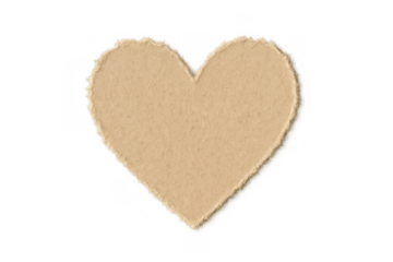 Torn paper heart cutout with ripped edges for love, romance, valentine's day, and wedding concepts on transparent background