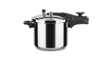 Modern Stainless Steel Pressure Cooker Isolated on White