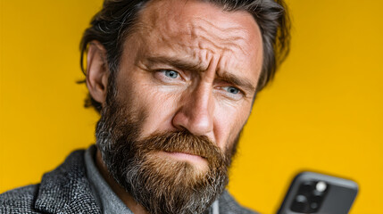 Mature man feeling confused getting bad news on phone