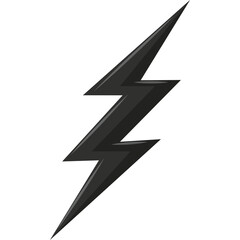 Black Lightning Bolt Symbol on Transparent Background Representing Energy and Speed