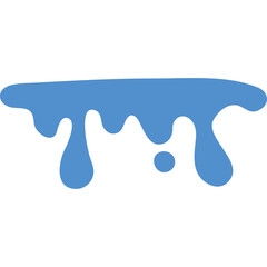 Blue liquid blob dripping and flowing on transparent background abstract graphic element