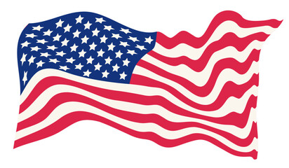 Vector icon of flag of USA for American Veterans day in retro style. Vector illustration of a american flag in vintage style.