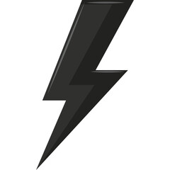 Bold Black Lightning Bolt Icon on Transparent Background Represents Energy Power Speed and Electricity With Sharp Edges and Sleek Design
