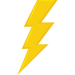 Bright Yellow Lightning Bolt Symbol with a Clean Transparent Background Representing Energy Power and Electricity