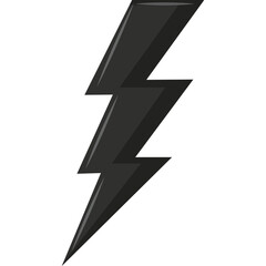 A Glossy Black Lightning Bolt Symbol Isolated on a Transparent White Background Depicting Energy and Power