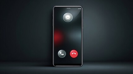Modern smartphone showing an incoming call on its dark screen with options to accept or decline the communication, representing digital connection, notification, and mobile technology