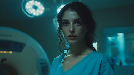 Female surgeon standing in operating room for healthcare