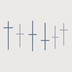Abstract representation of faith and spirituality with layered crosses in serene hues generating a contemplative mood of reflection and meditation