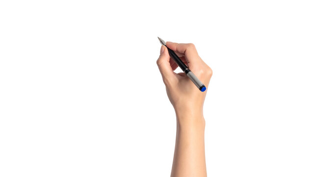 Woman's hand writing notes with a pen for planning and organization on a modern project or strategy