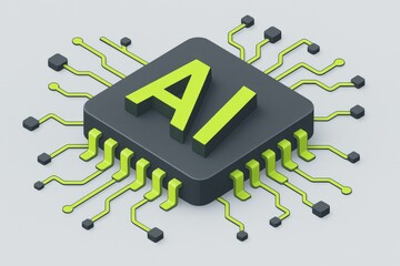 AI and technology integrated within a complex microchip design showcasing advanced circuitry and innovation as the future of digital intelligence