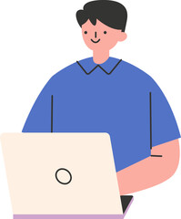 Illustration of Man Working with Laptop
