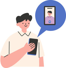 Illustration of Man on Video Call