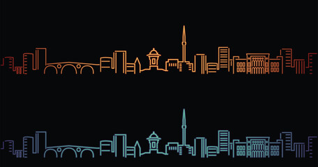 Sarajevo Neon Style Simple Skyline on Dark Background