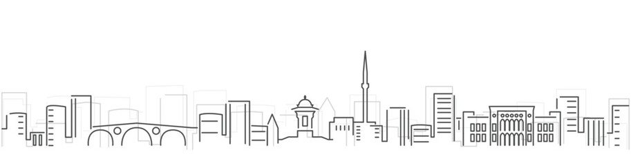 Sarajevo Simple Dark Lines Skyline on White Background