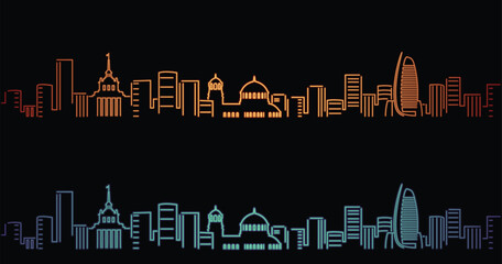 Sofia Neon Style Simple Skyline on Dark Background