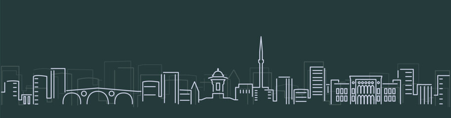 Sarajevo Simple Lines Skyline on Dark Background