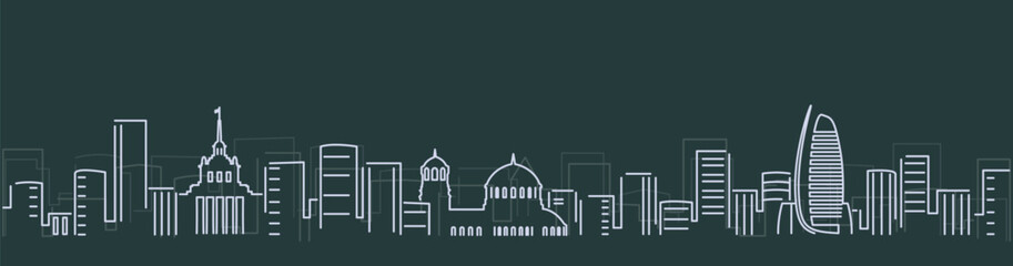 Sofia Simple Lines Skyline on Dark Background