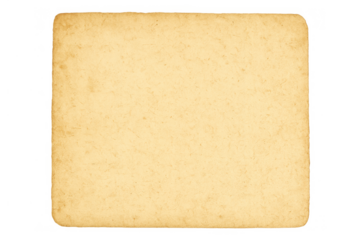 Aged paper blank writing surface with rounded corners creating a distressed vintage textured background, transparent background