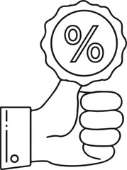 Blue Discount Offer Icons Set. Hand Holding Sale, Coupon, and Percentage Symbols for Retail and E-Commerce Design
