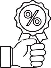 Discount promotion in line and flat icon collection. Shopping tag, cart, coupon, label, sticker, badge,