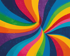 Abstrakcyjne, kolorowe tło z wirującymi tęczowymi pasmami i teksturą, idealne do projekt&oacute;w graficznych.