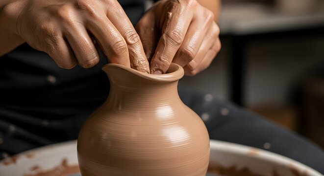 Pottery wheel art hands shaping clay vase ceramic artist studio craft process pottery making skill hobby