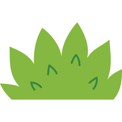 A stylized green bush with pointed leaves on a transparent background