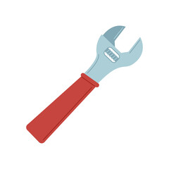 Adjustable wrench with red handle and metallic head isolated on white background illustration tool equipment