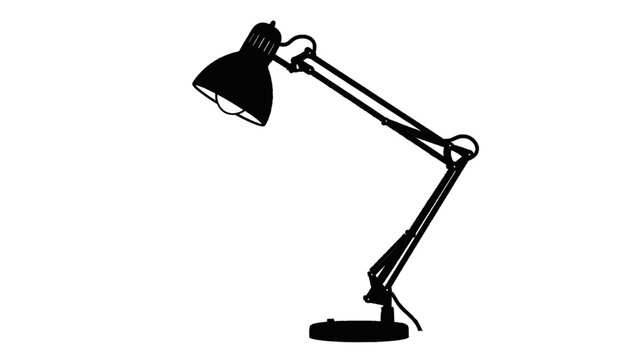 Vector illustration of adjustable black desk lamp with articulated arm isolated on transparent background