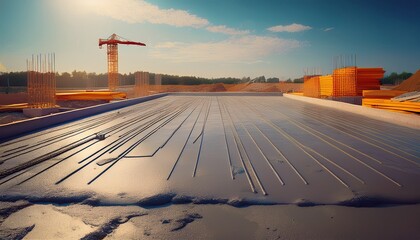 freshly leveled concrete surface at a construction site generative ai