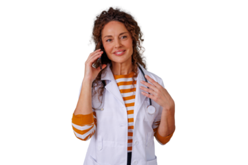 Healthcare professional having a phone conversation, discussing health and wellness, offering online medical support